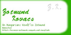 zotmund kovacs business card